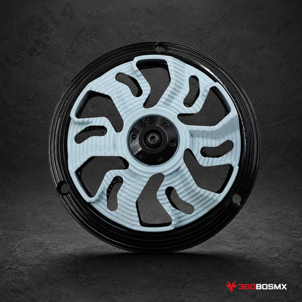 Cubierta Disipadora Moto Calor 13cm Motor Flujo Aire Optimizado MTC288 - Blanco c/Negro - 360BOSMX