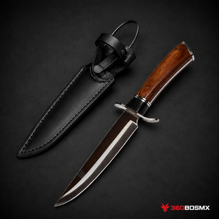 Cuchillo Tipo Bowie De Campo 33 cm + Funda Resistente Mango Madera JF893