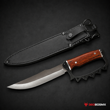 Cuchillo Camping 32 cm Empuñadura Nudillera + Funda JF891