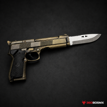 2 en 1 Cuchillo + Encendedor Diseño Realista Uso Rudo JF907