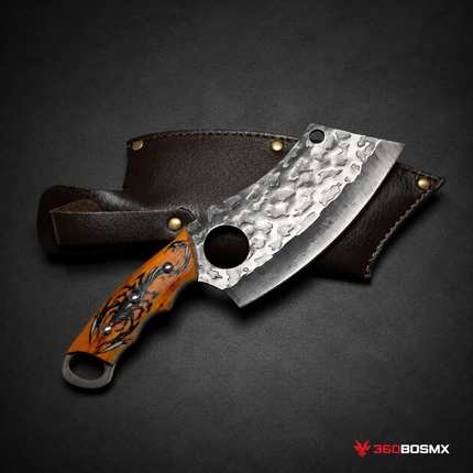 Cuchillo Cleaver Supervivencia c/ Funda Hoja Ancha Decorado JF925 - 360BOSMX