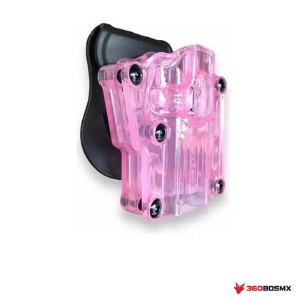 Holster universal CYTAC para diestro — Rosa sobre fondo blanco con logo 360BOSMX