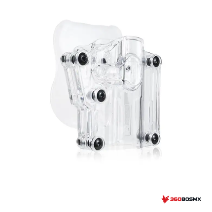 Holster universal CYTAC — Transparente sobre fondo blanco con logo 360BOSMX