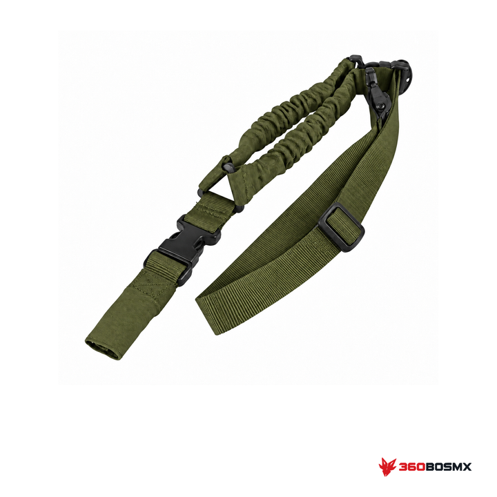 Portafusil de 1 punto Tacbull — Verde militar sobre fondo blanco con logo 360BOSMX