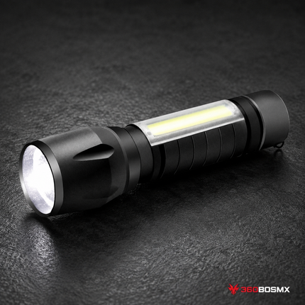 Mini Lámpara Táctica 1200lms Zoom Led Barra Cob Recargable Usb BQ803 / Dt321 - 360BOSMX