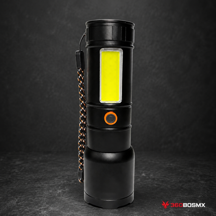 Linterna LED 6 Modos Recargable + COB Multifunción Outdoor DT728 - 360BOSMX