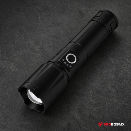 Lámpara LED Táctica USB-C 5000mAh Indicador Batería Luz Blanca efecto patrulla WL15 - Negro - 360BOSMX