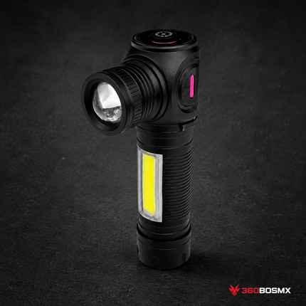 Lámpara mini COB lateral 5 Modalidades luz Blanca luz Roja Clip sujeción e Imán NGSD419 - Negro - 360BOSMX