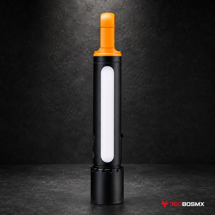 Lámpara mano Mosquetón Zoom Recargable USB 9 Modalidades Luz Blanca Roja MTYX113 - Negro - 360BOSMX