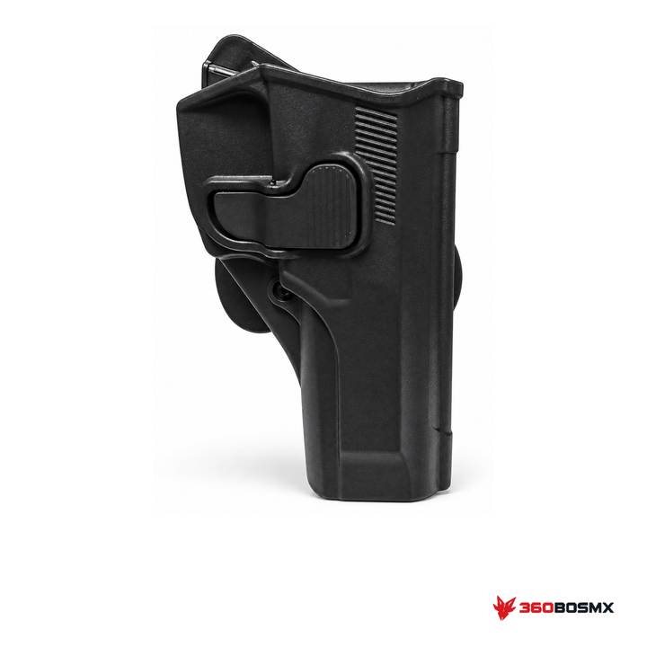 Holster Milfort para Beretta 92FS — Negro sobre fondo blanco con logo 360BOSMX