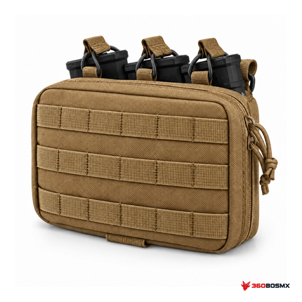 Bolsa táctica MOLLE con porta cargadores triples — Khaki