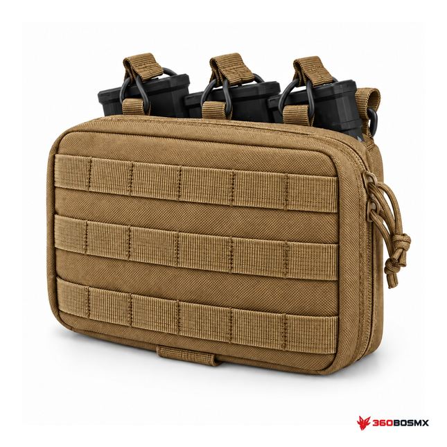 Bolsa táctica MOLLE con porta cargadores triples — Khaki