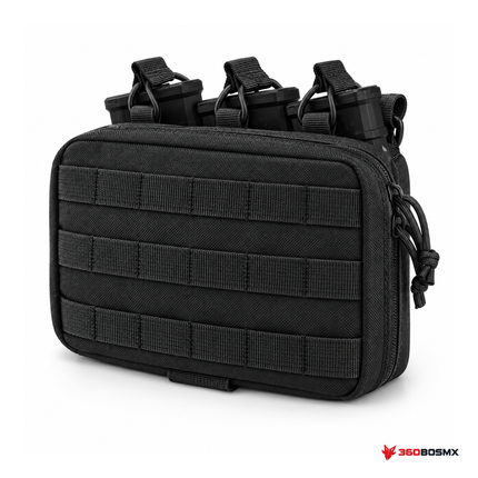 Bolsa táctica MOLLE con porta cargadores triples — Negro