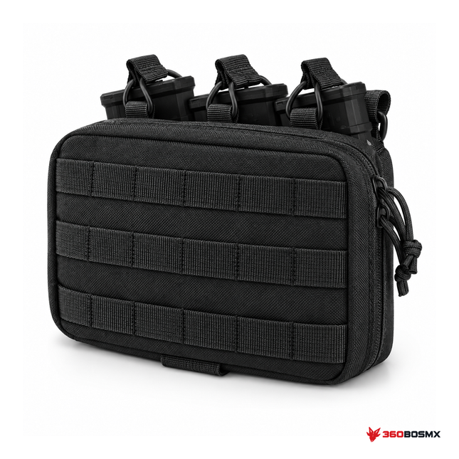 Bolsa táctica MOLLE con porta cargadores triples — Negro