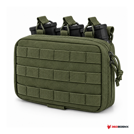 Bolsa táctica MOLLE con porta cargadores triples — Verde