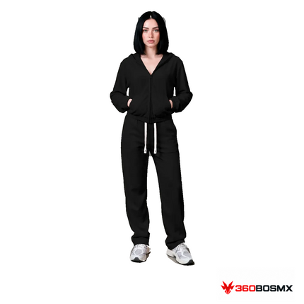 Conjunto Shendy Vendy 1017 de sudadera y pants para dama — Negro EG sobre fondo blanco