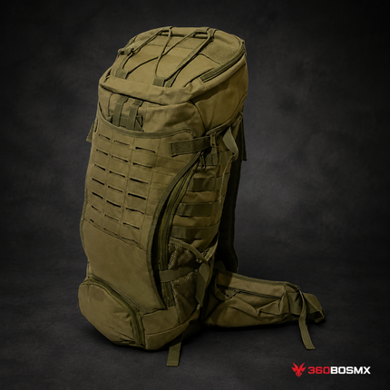 Mochila grande camping  60 Lts, impermeable, muchos compartimientos GJ013 - Caqui - 360BOSMX