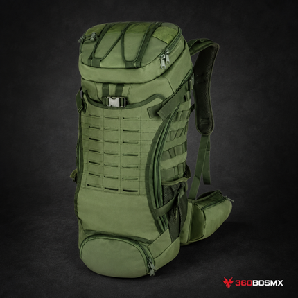 Mochila grande camping  60 Lts, impermeable, muchos compartimientos GJ013 - Verde militar - 360BOSMX