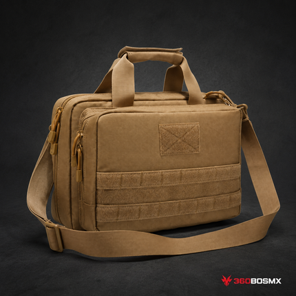 Mochila maletín para arma  y accesorios sistema molle y porta parches LYB6 - Negro camuflaje - 360BOSMX