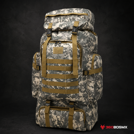 Mochila Saco Molle 41 lts Impermeable Camping 6 compartimientos LML9188 - Gris Pixel - 360BOSMX
