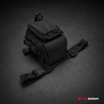 Mochila Militar Muslera Piernera Táctica D600 1.5 Lts SN506 SWAT - Negro - 360BOSMX