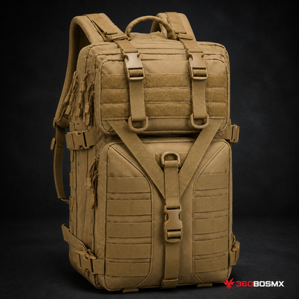 Mochila Táctica Militar 49L Molle Viaje Camping Uso Rudo AKM-005 - Caqui - 360BOSMX