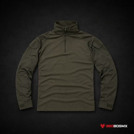 Camisa Playera Uniforme Militar Gotcha Airsoft Jersey Rápida Policía Parches Coderas X211 - Verde - Talla M