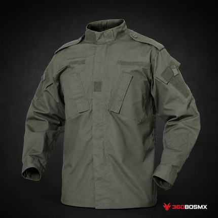 Camisola tela RipsTop Militar Policía Paintball Gotcha Airsoft Parches X215b PJ486 - 2XL / Verde militar - 360BOSMX