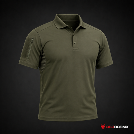 Playera Polo Deportiva Combate Uniforme Parches Gotcha Sport Gym Army Fit Sn021 - Verde militar - Talla M