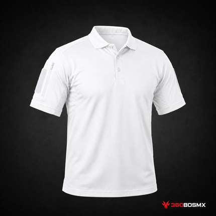 Playera Polo Deportiva Combate Uniforme Parches Gotcha Sport Gym Army Fit Sn021 - Blanca - Talla S
