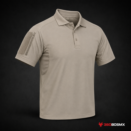 Playera Polo Deportiva Combate Uniforme Parches Gotcha Sport Gym Army Fit Sn021 - Beige - Talla S