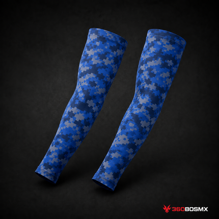 Mangas protectoras SOL / FRIO Deportes-Trabajo, Moto, GYM, Militar, Gotcha, Airsoft Sn028 - Azul pixel
