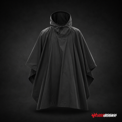 Capa impermeable con botones y correa para ajustar SN076 - Negro - 360BOSMX