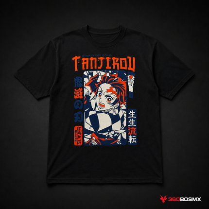 Playeras efecto fluorescente doble estampado 100% Algodón SN135 - Tanjiro - Talla M