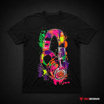 Playeras efecto fluorescente doble estampado 100% Algodón SN135 - Audífonos - Talla M