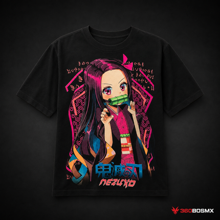 Playeras efecto fluorescente doble estampado 100% Algodón SN135 - Nezuko - Talla M