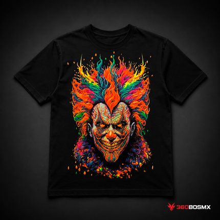 Playera efecto neón luz negra RELIEVE con pulsera 80% Algodon 20% espandex SN137 - Payaso - Talla M