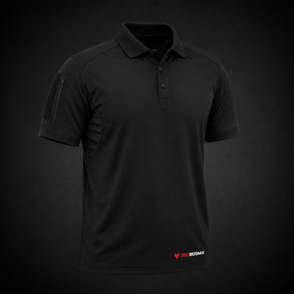 Playera Polo Deportiva TELA LICRA Combate Uniforme Parches Gotcha Sport SN199 - Negra - Talla L