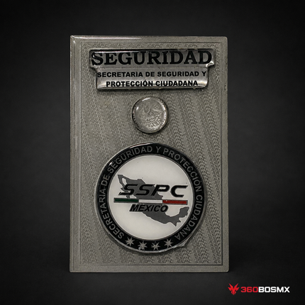 Placa Metálica Identificación GN SSPC Federal etc para Perrera SN202 - Plateado - Protección Ciudadana SSCP - 360BOSMX