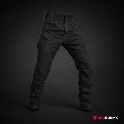 Pantalón COMBATE tela RIPSTOP Multi Compartimientos Trabillas Anchas uso rudo GJKZ-1 - Negro / L - 360BOSMX