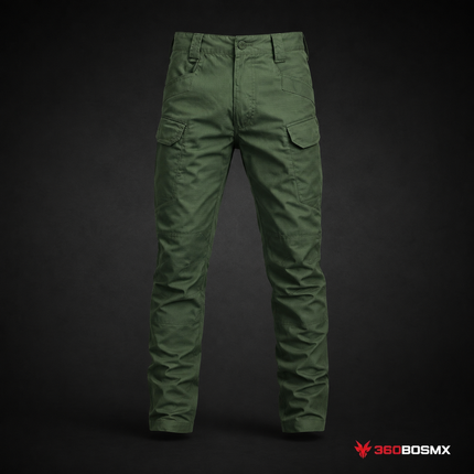 Pantalón COMBATE tela RIPSTOP Multi Compartimientos Trabillas Anchas uso rudo GJKZ-1 - Militar Verde / L - 360BOSMX