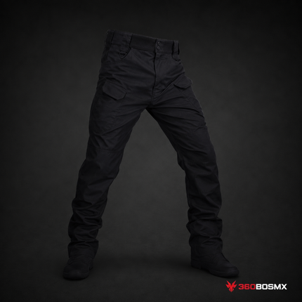 Pantalón COMBATE tela RIPSTOP Multi Compartimientos Trabillas Anchas uso rudo GJKZ-1 - Negro / M - 360BOSMX