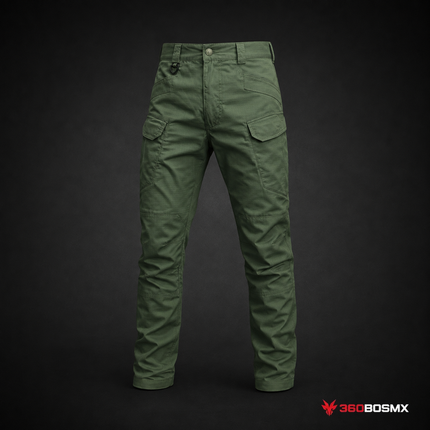 Pantalón COMBATE tela RIPSTOP Multi Compartimientos Trabillas Anchas uso rudo GJKZ-1 - Militar Verde / M - 360BOSMX