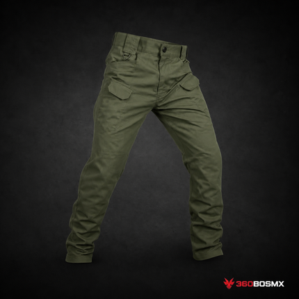 Pantalón COMBATE tela RIPSTOP Multi Compartimientos Trabillas Anchas uso rudo GJKZ-1 - Militar Verde / S - 360BOSMX