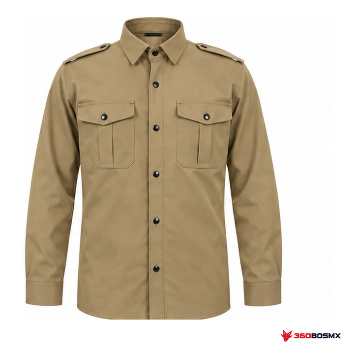 Camisola táctica con cierre oculto, Caqui