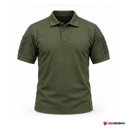 Polo táctico de algodón manga corta, Verde