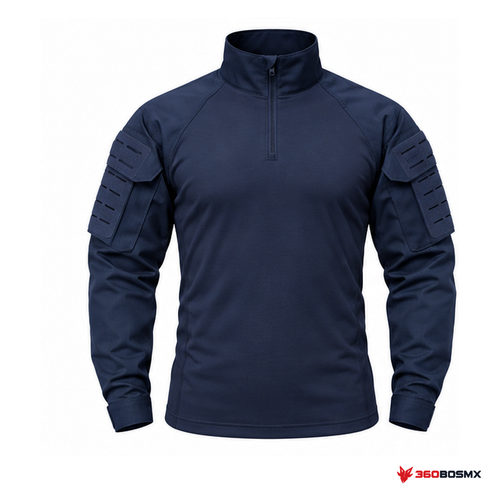 Camisa táctica rápida de algodón, Azul marino