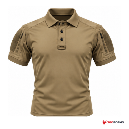 Polo táctico de licra manga corta, Caqui
