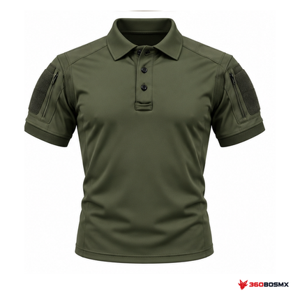 Polo táctico de licra manga corta, Verde