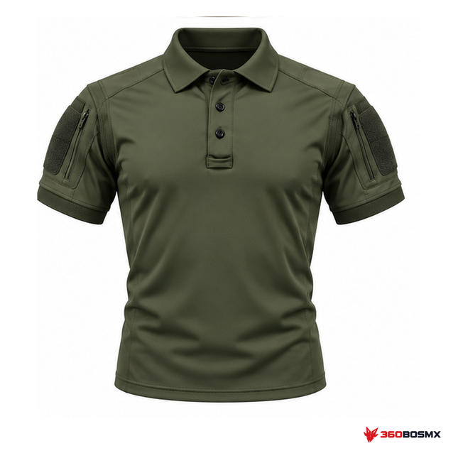 Polo táctico de licra manga corta, Verde